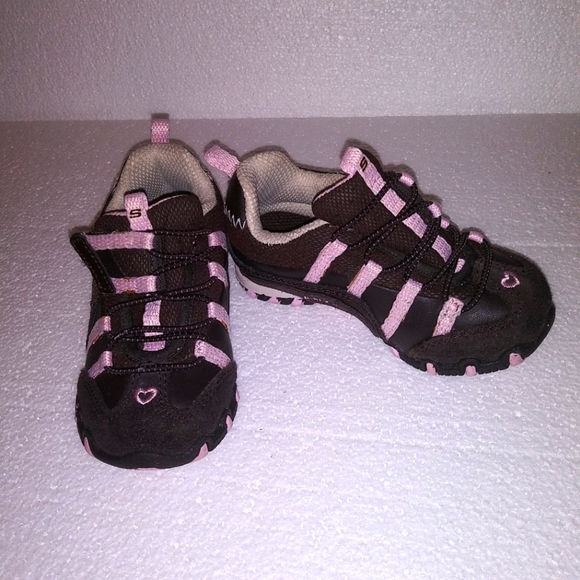 Skechers Tottler Girls Size-6 Round-Toe Brown/Pink Hook & Loop Flat heel… - Picture 1 of 8
